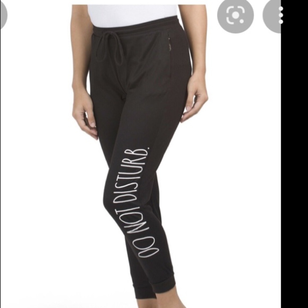 Rae dunn DO NOT DISTURB black jogger pajama pants size small nwt